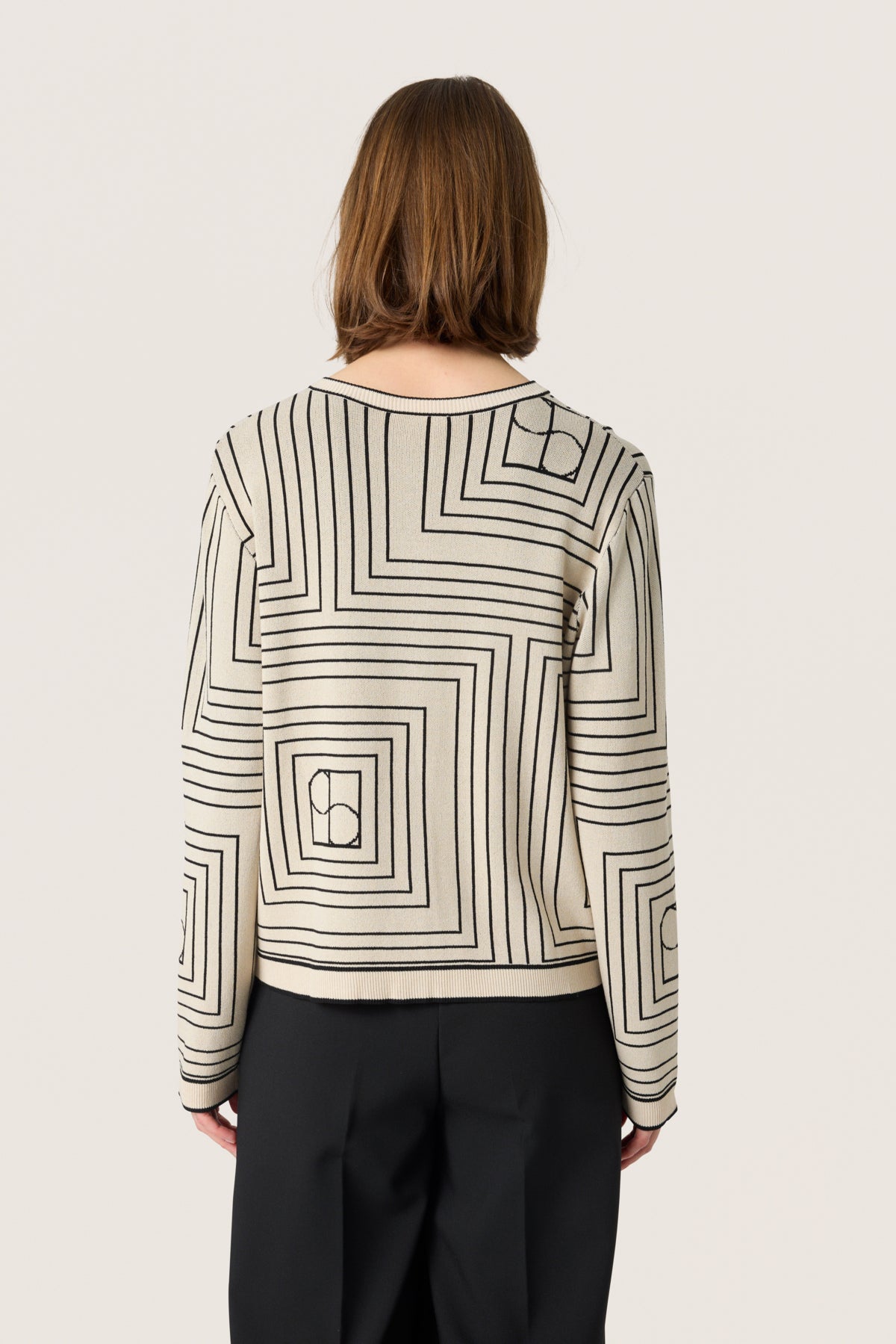 SLIndianna Medea Cardigan Oatmeal w Black Monogram - 30408394