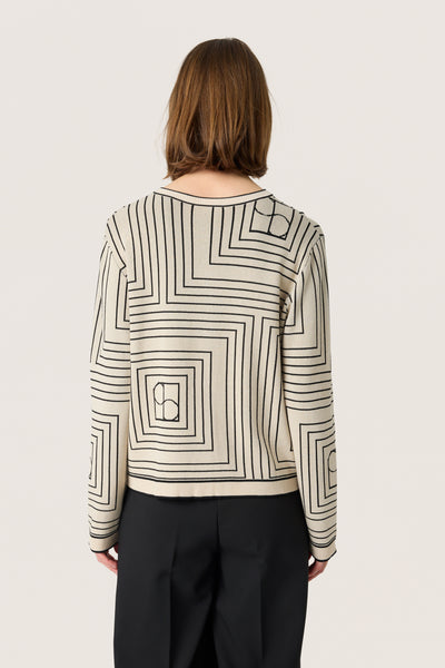 SLIndianna Medea Cardigan Oatmeal w Black Monogram - 30408394 Thumbnail