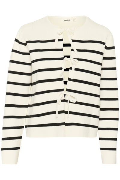 SLHaven Cardigan White w Black Stripes - 30408395 Thumbnail