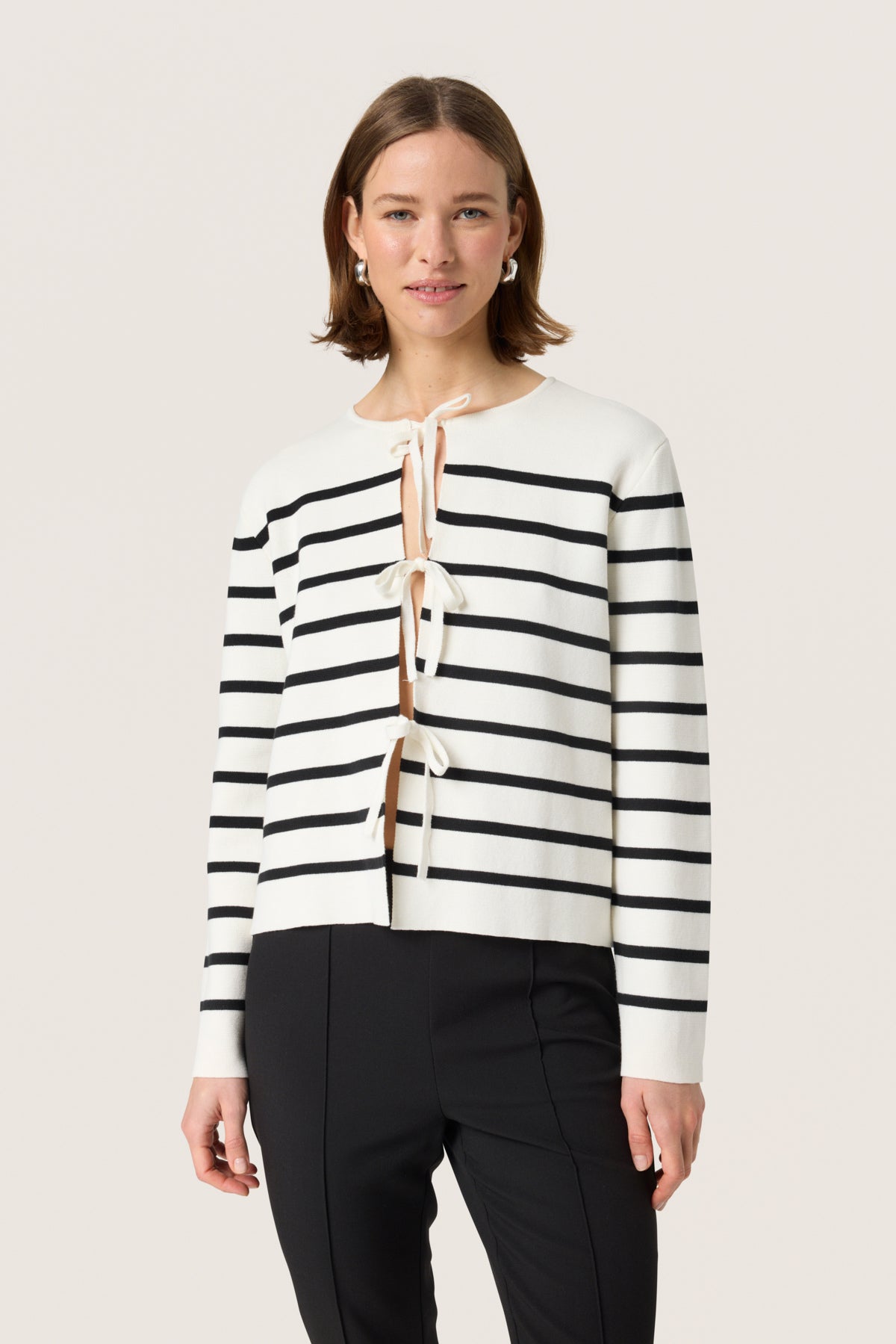 SLHaven Cardigan White w Black Stripes - 30408395