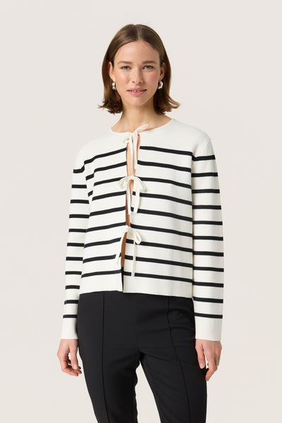 SLHaven Cardigan White w Black Stripes - 30408395 Thumbnail