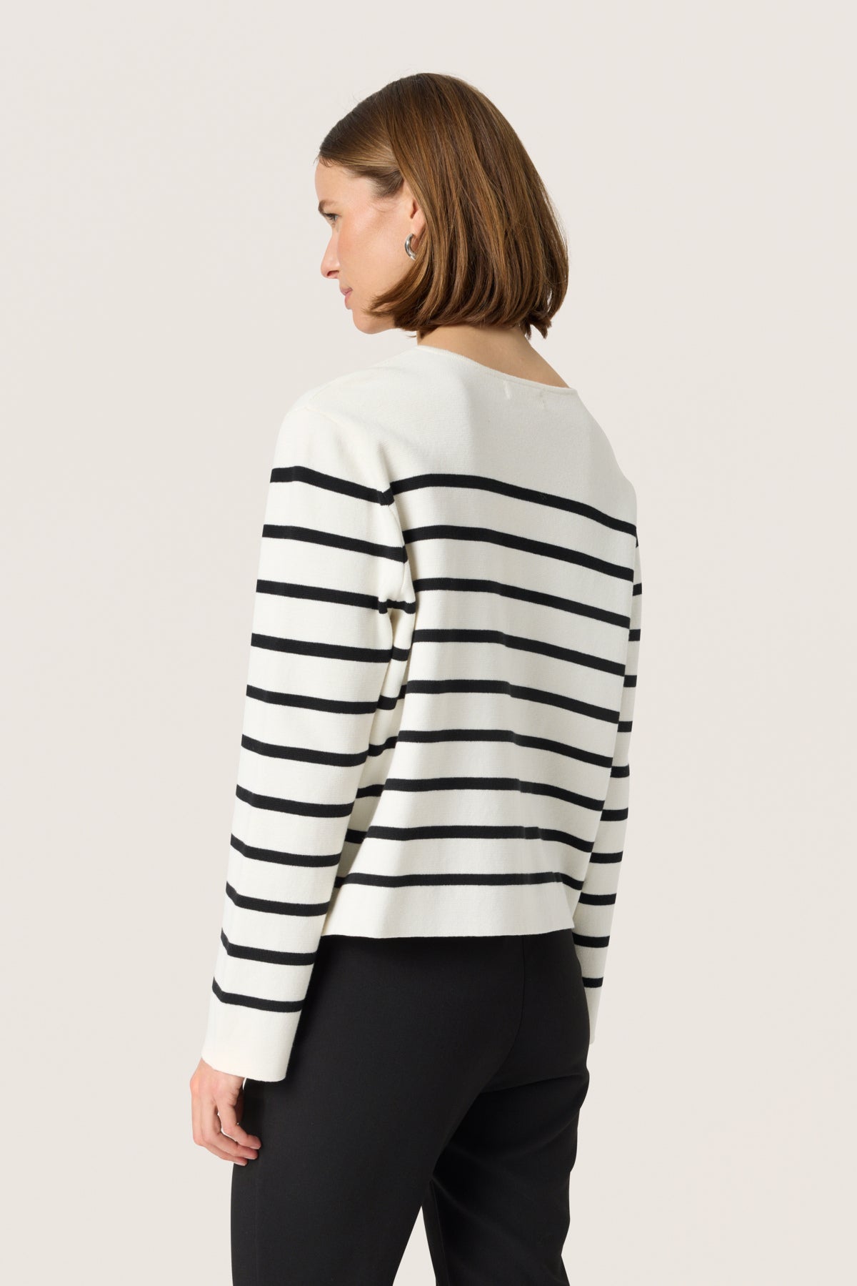 SLHaven Cardigan White w Black Stripes - 30408395