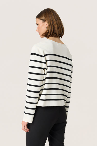 SLHaven Cardigan White w Black Stripes - 30408395 Thumbnail