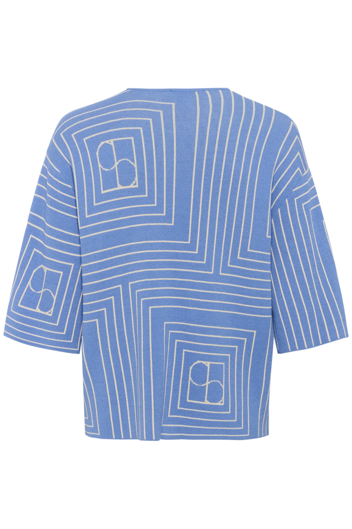 SLIndianna Medea Pullover SS Blue Yonder w Oatmeal Monogram - 30408407