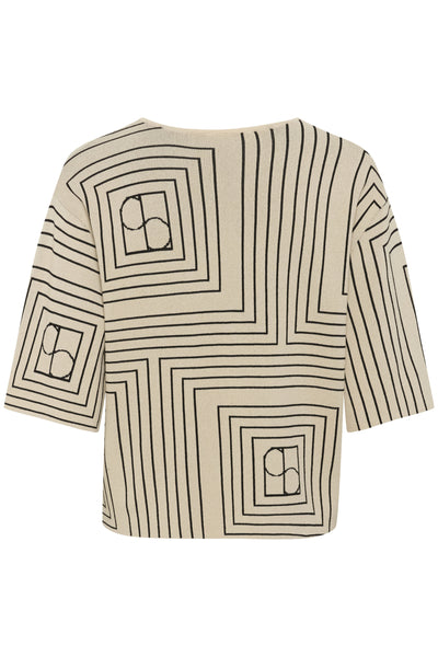 SLIndianna Medea Pullover SS Oatmeal w Black Monogram - 30408407 Thumbnail