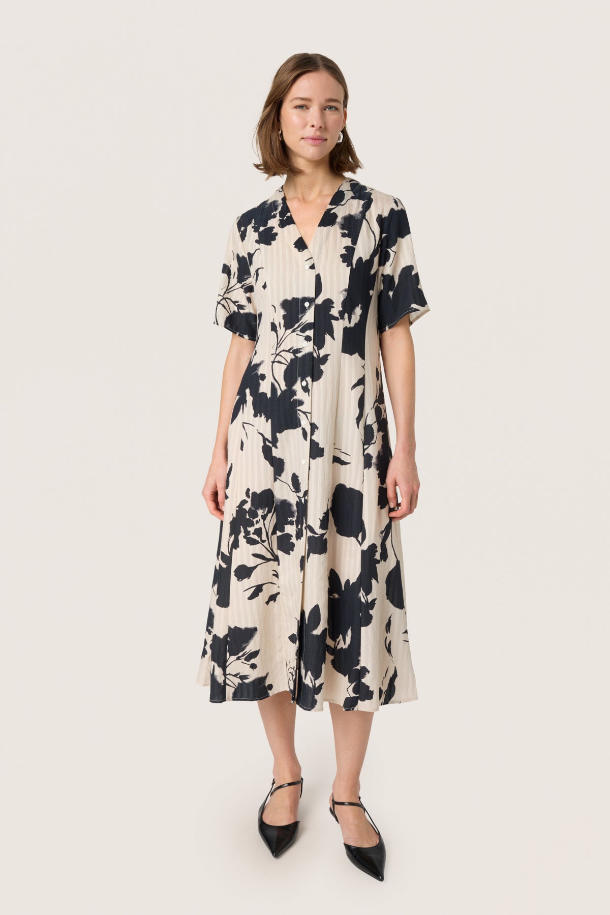 SLDaria Dress Oatmeal Duotone Flower - 30408427