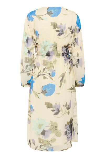 SLAnaya Midi Dress Oatmeal Large Flower - 30408428 Thumbnail