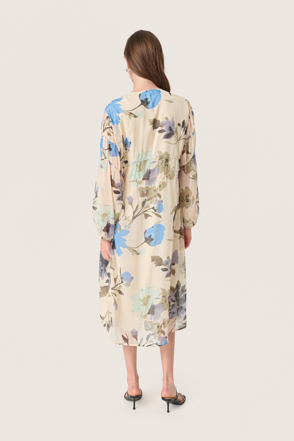 SLAnaya Midi Dress Oatmeal Large Flower - 30408428