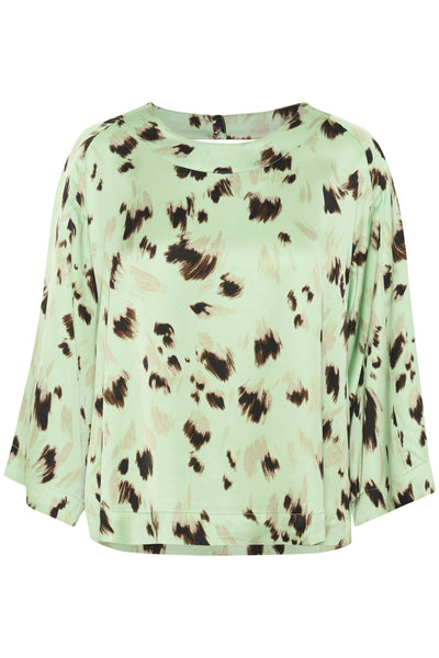 SLMarcela Blouse Smoke Green Brush Print - 30408434 Thumbnail