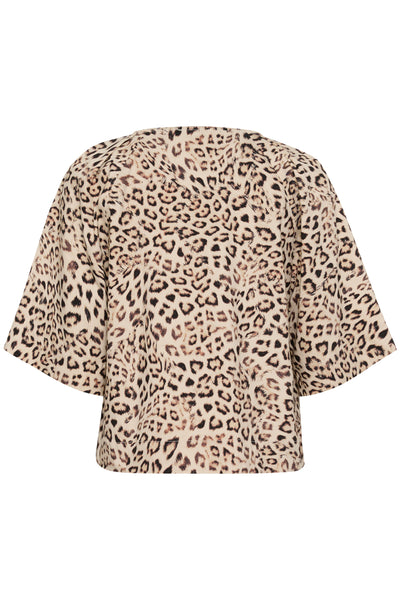 SLJalina Blouse SS Leopard Print - 30408438 Thumbnail