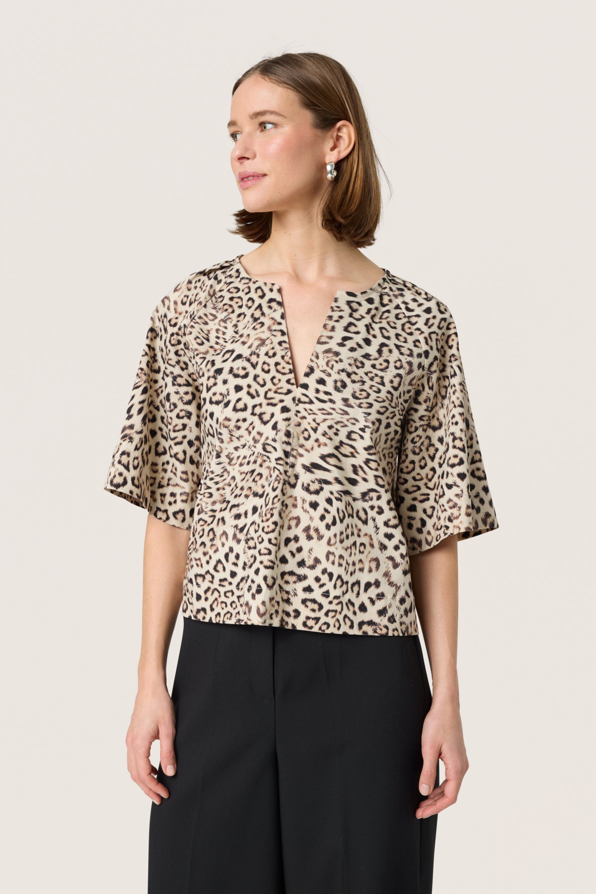 SLJalina Blouse SS Leopard Print - 30408438