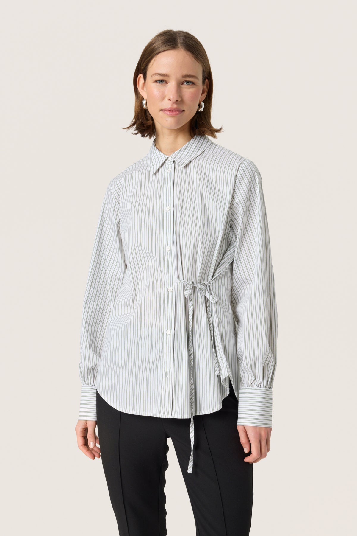 SLHelen Shirt LS Green Shirt Stripes - 30408445
