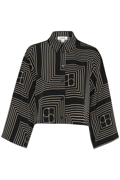 SLTopaz Shirt LS Black w Oatmeal Monogram - 30408446 Thumbnail