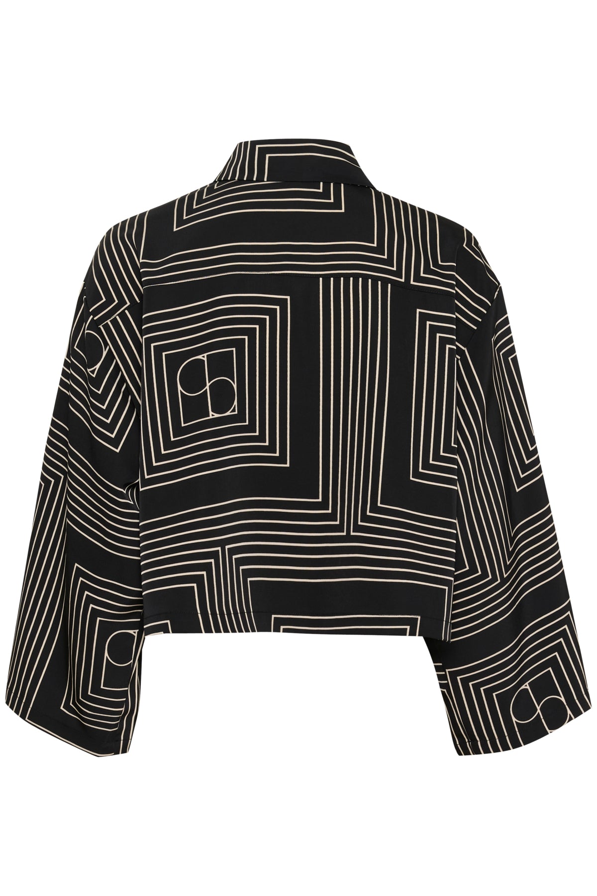 SLTopaz Shirt LS Black w Oatmeal Monogram - 30408446