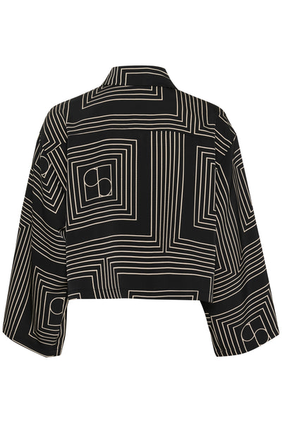 SLTopaz Shirt LS Black w Oatmeal Monogram - 30408446 Thumbnail