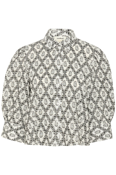SLErika Hella Shirt 3/4 Creme Cotton Jacquard - 30408456 Thumbnail