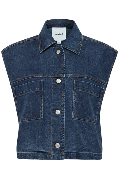 SLCalianna Waistcoat Dark Blue Denim Thumbnail