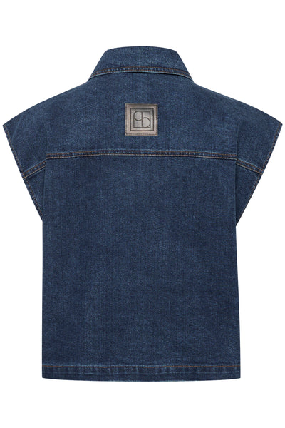 SLCalianna Waistcoat Dark Blue Denim Thumbnail