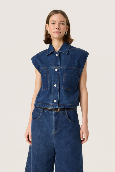 SLCalianna Waistcoat Dark Blue Denim Thumbnail