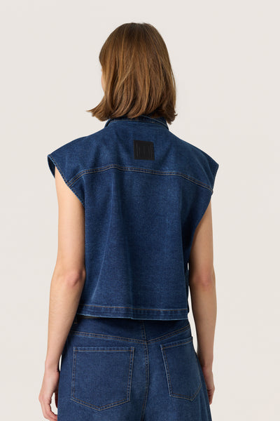 SLCalianna Waistcoat Dark Blue Denim Thumbnail