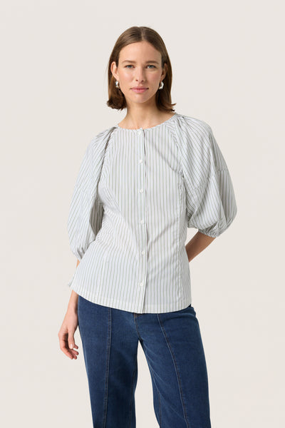 SLHelen Shirt Blouse 3/4 Green Shirt Stripes - 30408486 Thumbnail