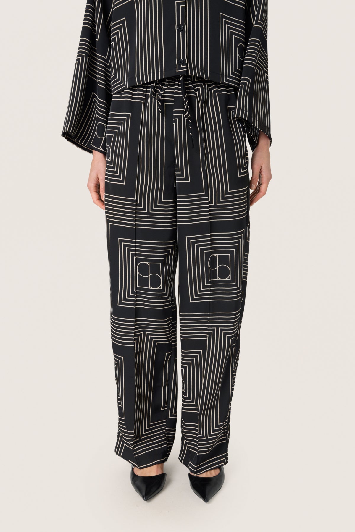 SLTopaz Faustina Pants Black w Oatmeal Monogram - 30408499