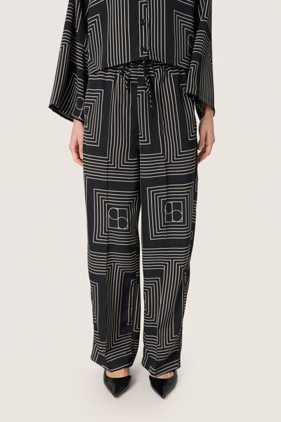 SLTopaz Faustina Pants Black w Oatmeal Monogram - 30408499 Thumbnail