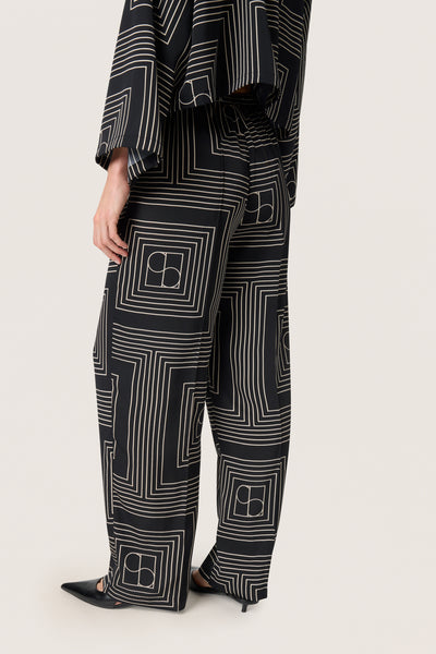 SLTopaz Faustina Pants Black w Oatmeal Monogram - 30408499 Thumbnail
