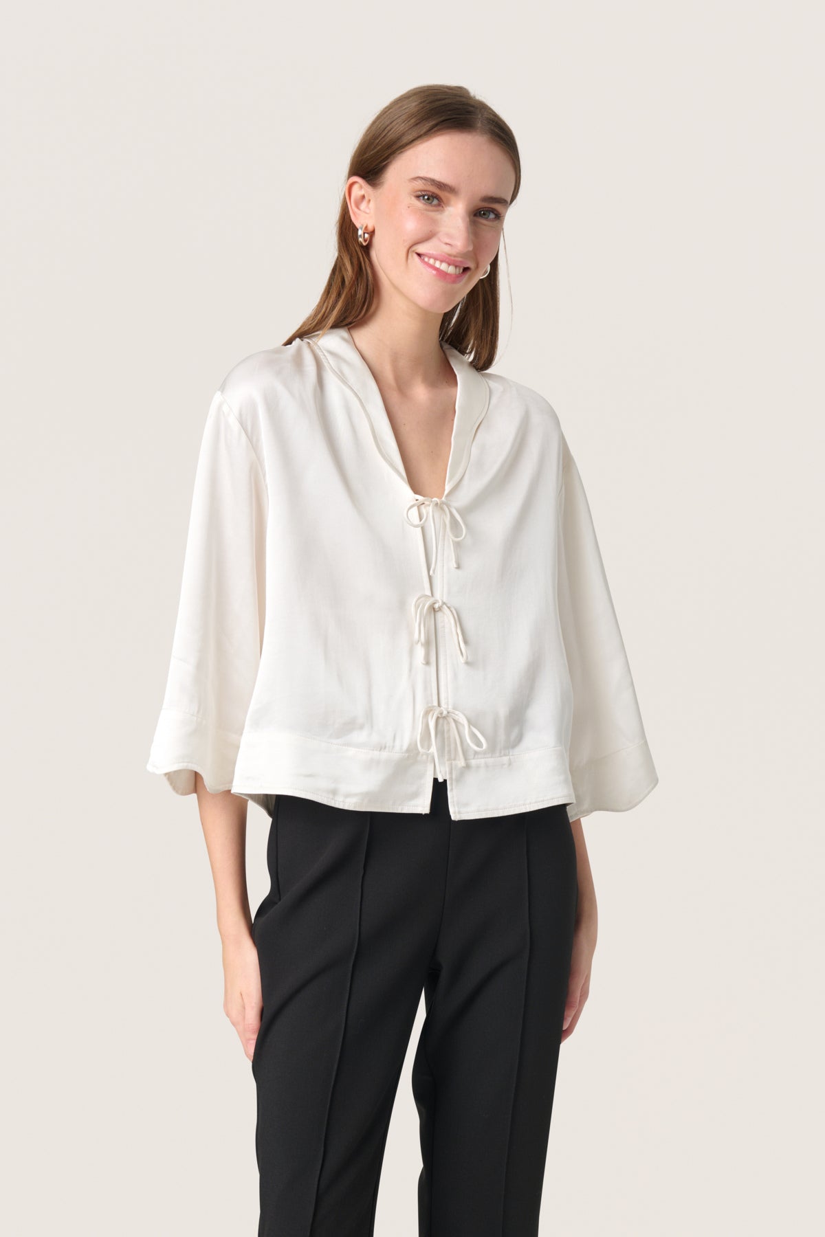 SLLeena Elia Shirt SS Whisper White - 30408508