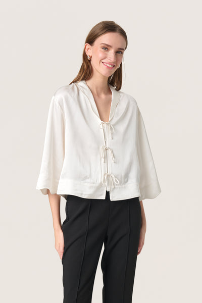 SLLeena Elia Shirt SS Whisper White - 30408508 Thumbnail