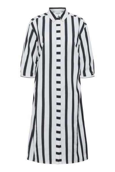 SLNena Shirt Dress Black and White Stripe - 30408517 Thumbnail