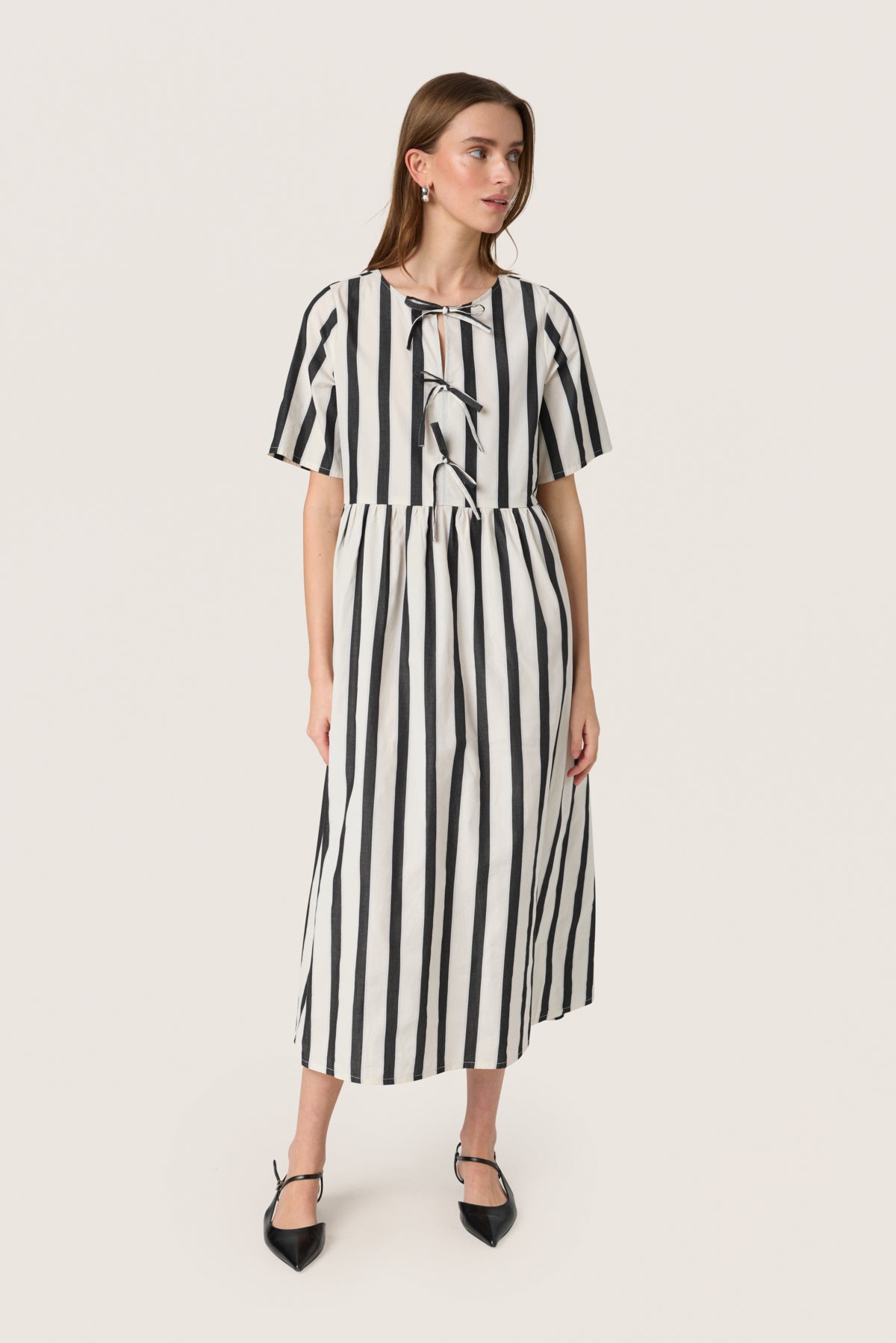 SLNena Dress SS Black and White Stripe - 30408518