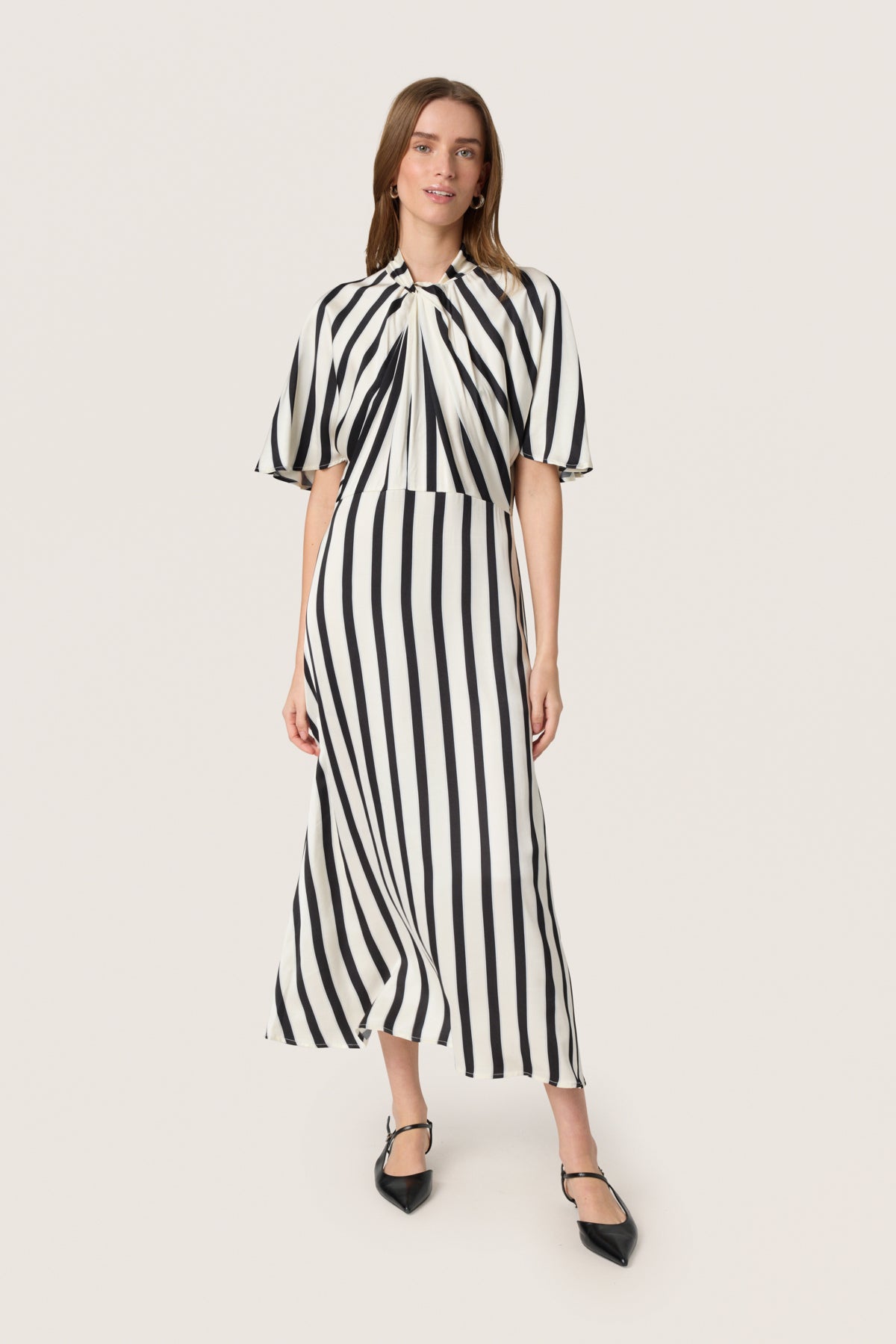 SLClero Miria Printed Dress Black and White Stripe - 30408522