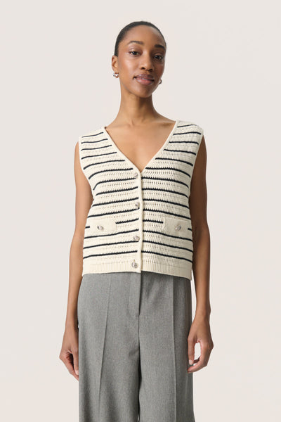 SLMadalena Vest White w Black Stripe - 30408546 Thumbnail