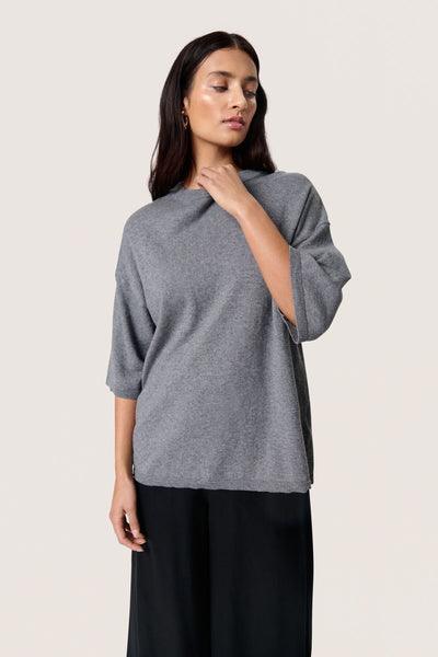 SLSanja Pullover SS Grey Melange - 30408564 Thumbnail