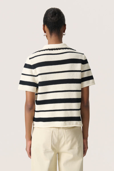 SLMadalena Pullover White w Black Stripe - 30408569 Thumbnail