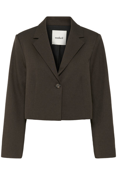 SLLilu Corinne Cropped Blazer Brown Melange Suiting - 30408593 Thumbnail