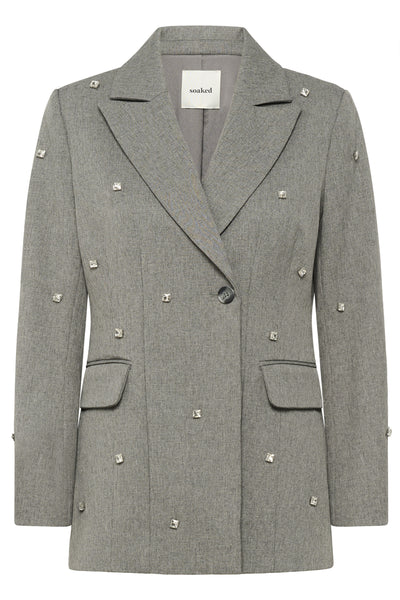 SLLilu Corinne Fitted Blazer Grey Melange Suiting - 30408594 Thumbnail