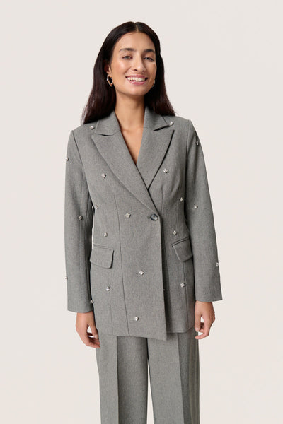 SLLilu Corinne Fitted Blazer Grey Melange Suiting - 30408594 Thumbnail