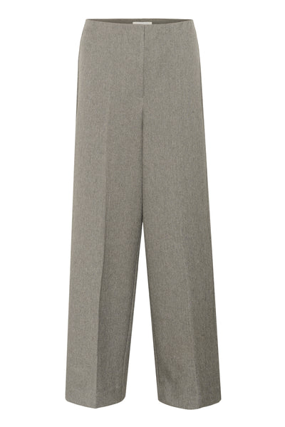 SLLilu Corinne Wide Long Pants Grey Melange Suiting - 30408595 Thumbnail