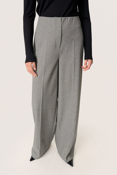 SLLilu Corinne Wide Long Pants Grey Melange Suiting - 30408595 Thumbnail