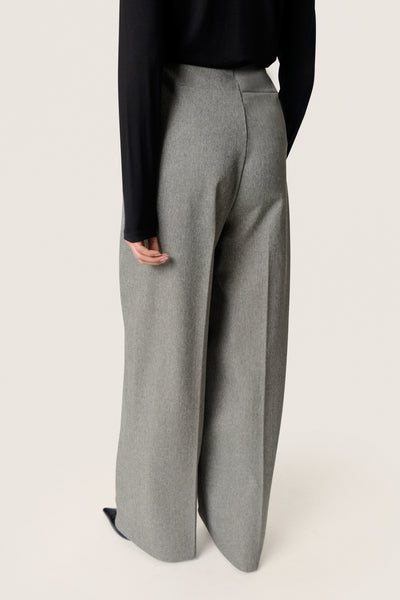 SLLilu Corinne Wide Long Pants Grey Melange Suiting - 30408595 Thumbnail
