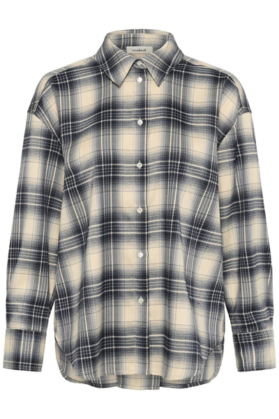 SLPamala Shirt LS Navy Checks - 30408614 Thumbnail