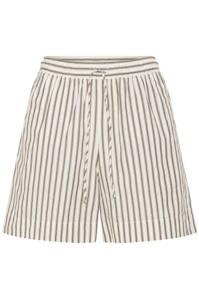 SLMunevo Kaily Shorts Brown and White Stripe - 30408622 Thumbnail