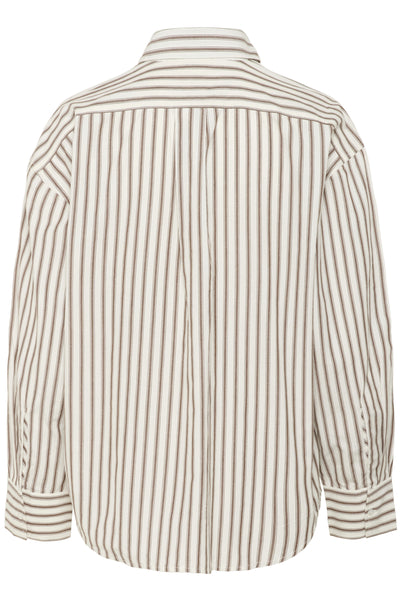 SLMunevo Regular Shirt Brown and White Stripe - 30408624 Thumbnail