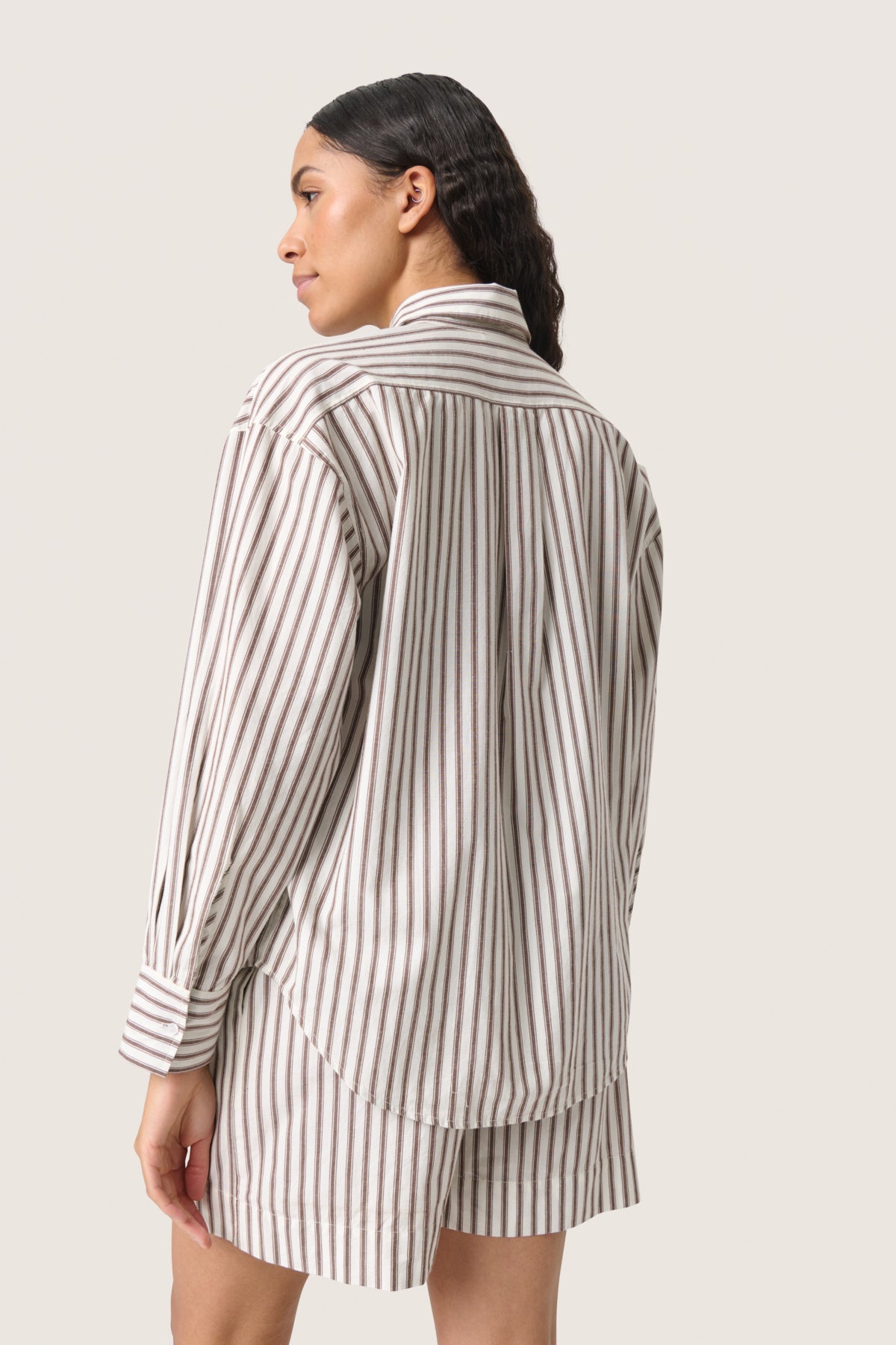 SLMunevo Regular Shirt Brown and White Stripe - 30408624