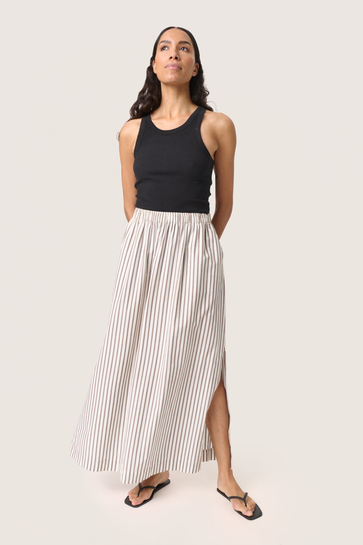 SLMunevo Maxi Skirt Brown and White Stripe - 30408668