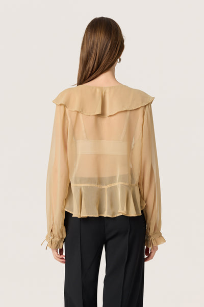 SLJatessan Blouse LS Travertine - 30408669 Thumbnail