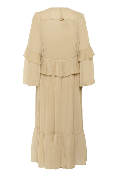 SLJatessan Frill Dress LS Travertine - 30408670 Thumbnail