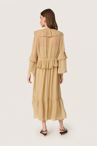 SLJatessan Frill Dress LS Travertine - 30408670 Thumbnail